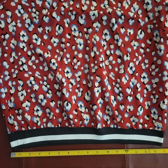 Moma Red Satin Stripe Band and Animal Print Blouse - Picture 11 of 12